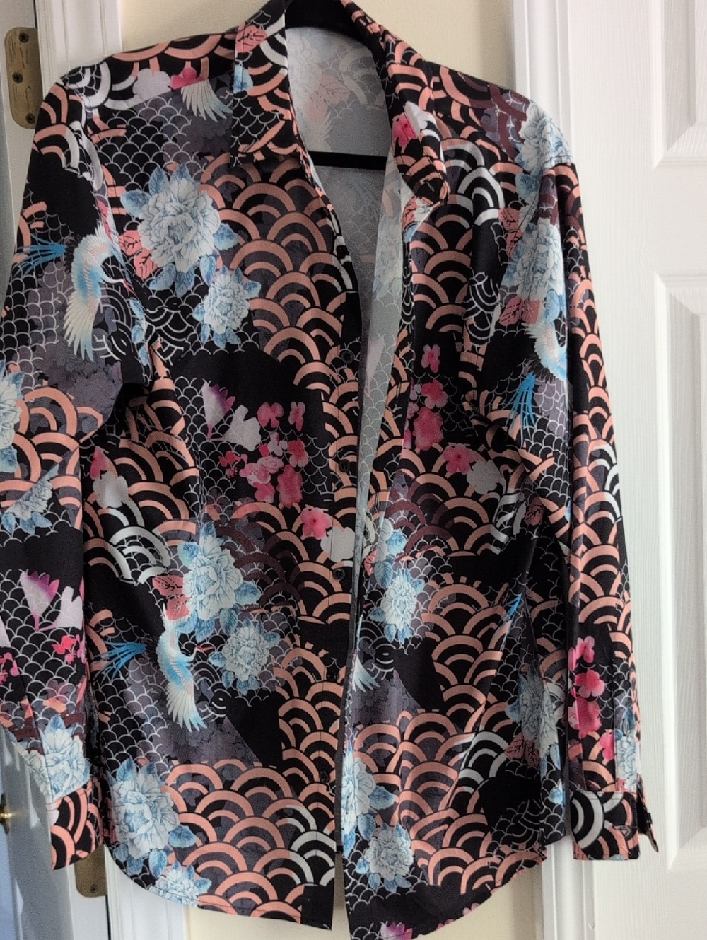 Men's Black Floral Print Dress Shirt